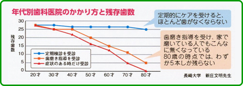 年代別の歯の残存歯